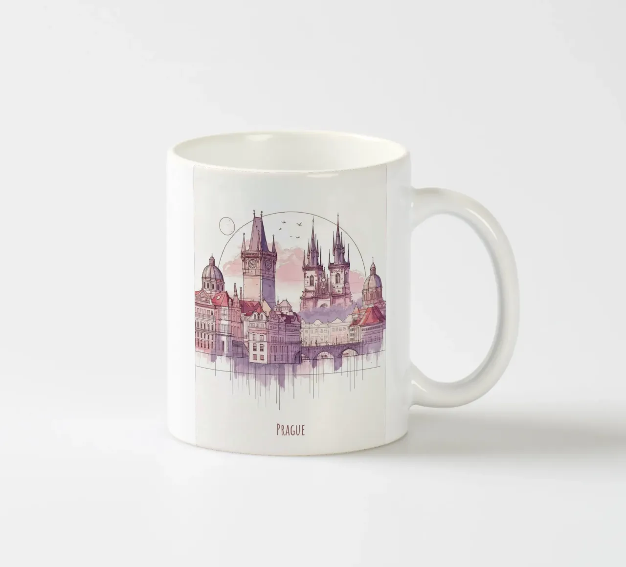 Praga Città minimalista moderna punti di riferimento arte tazza in ceramica da WijdevenDesign
