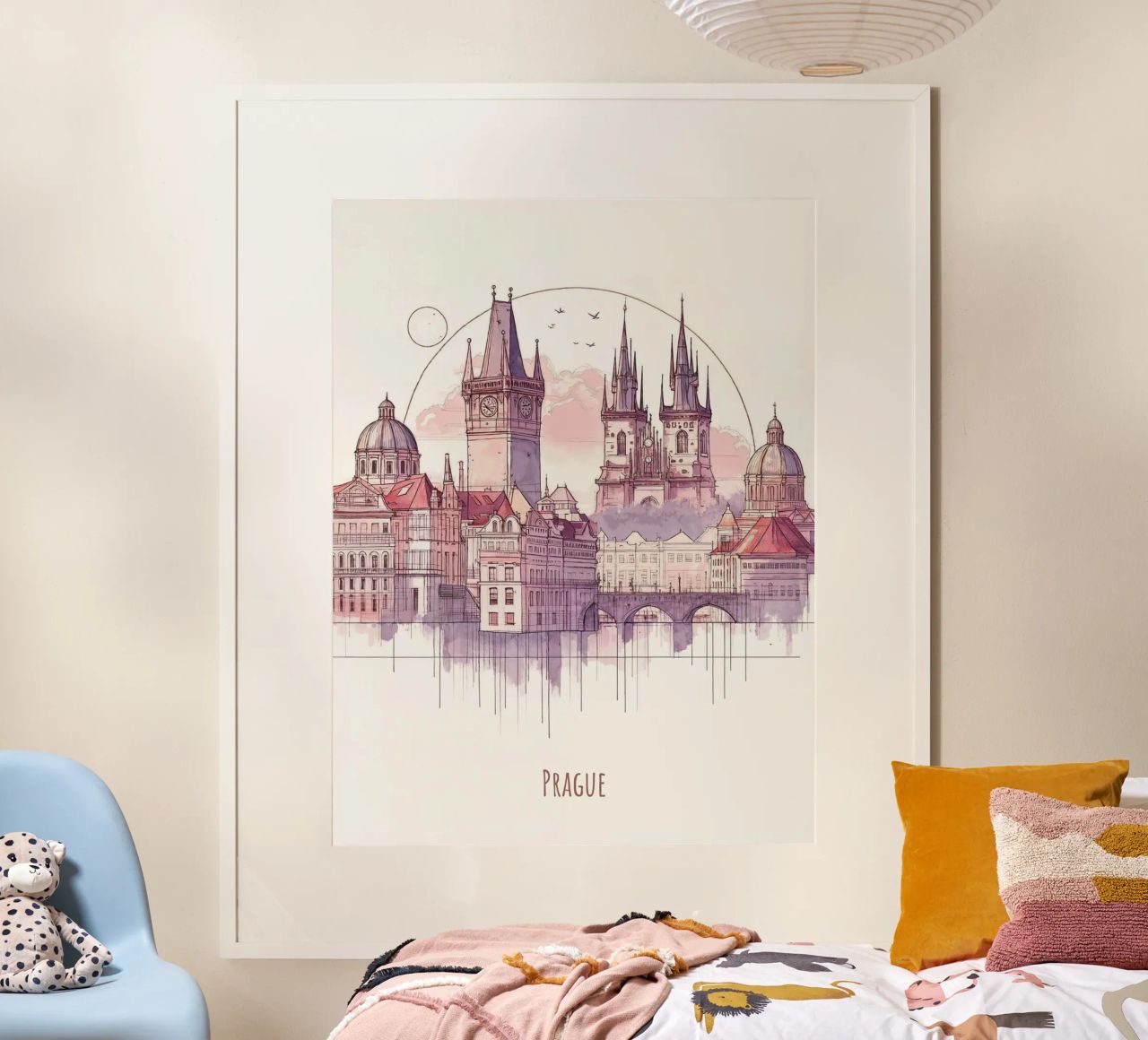 Prague City minimalist modern landmarks art poster de WijdevenDesign