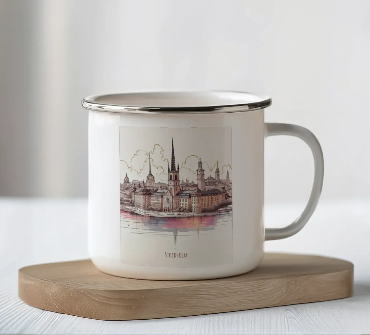 Stoccolma Città minimalista moderna punti di riferimento arte tazza in smalto da WijdevenDesign
