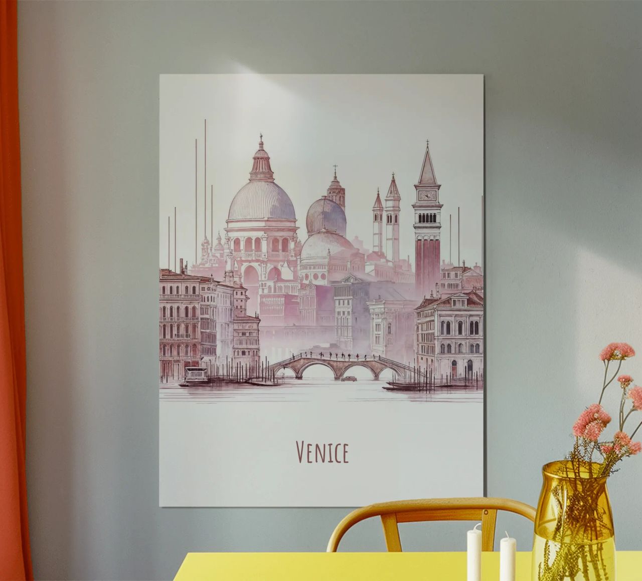 Venedig Stadt minimalistische moderne Wahrzeichen Kunst Poster von WijdevenDesign