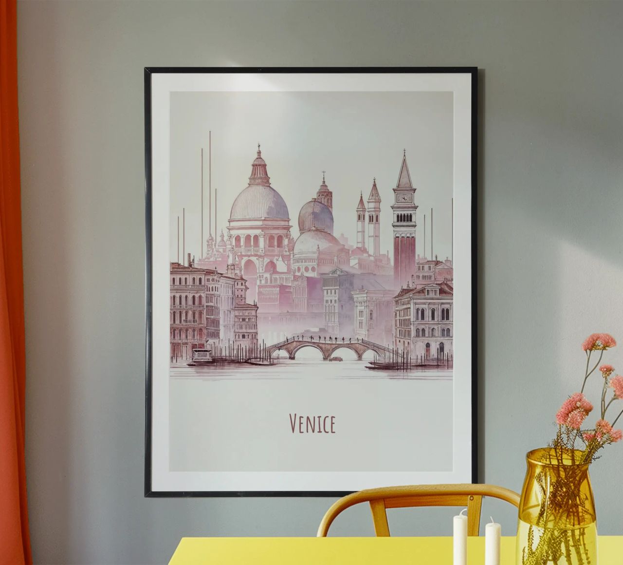Venedig Stadt minimalistische moderne Wahrzeichen Kunst Poster von WijdevenDesign