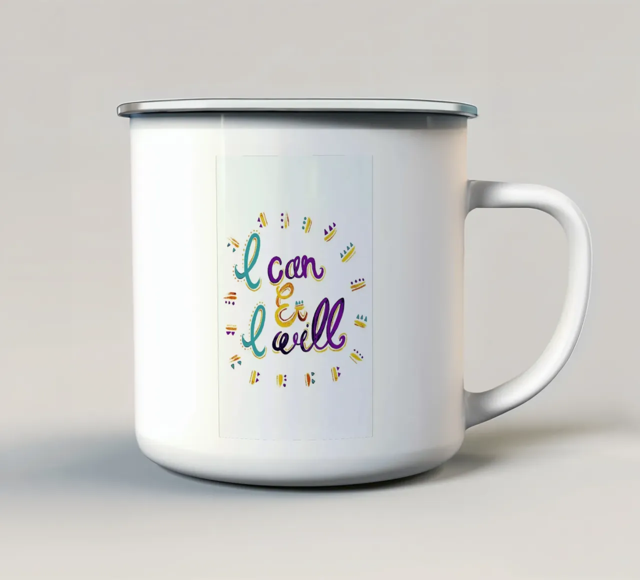 I Can and I Will tazza in smalto da Pom Graphic Design