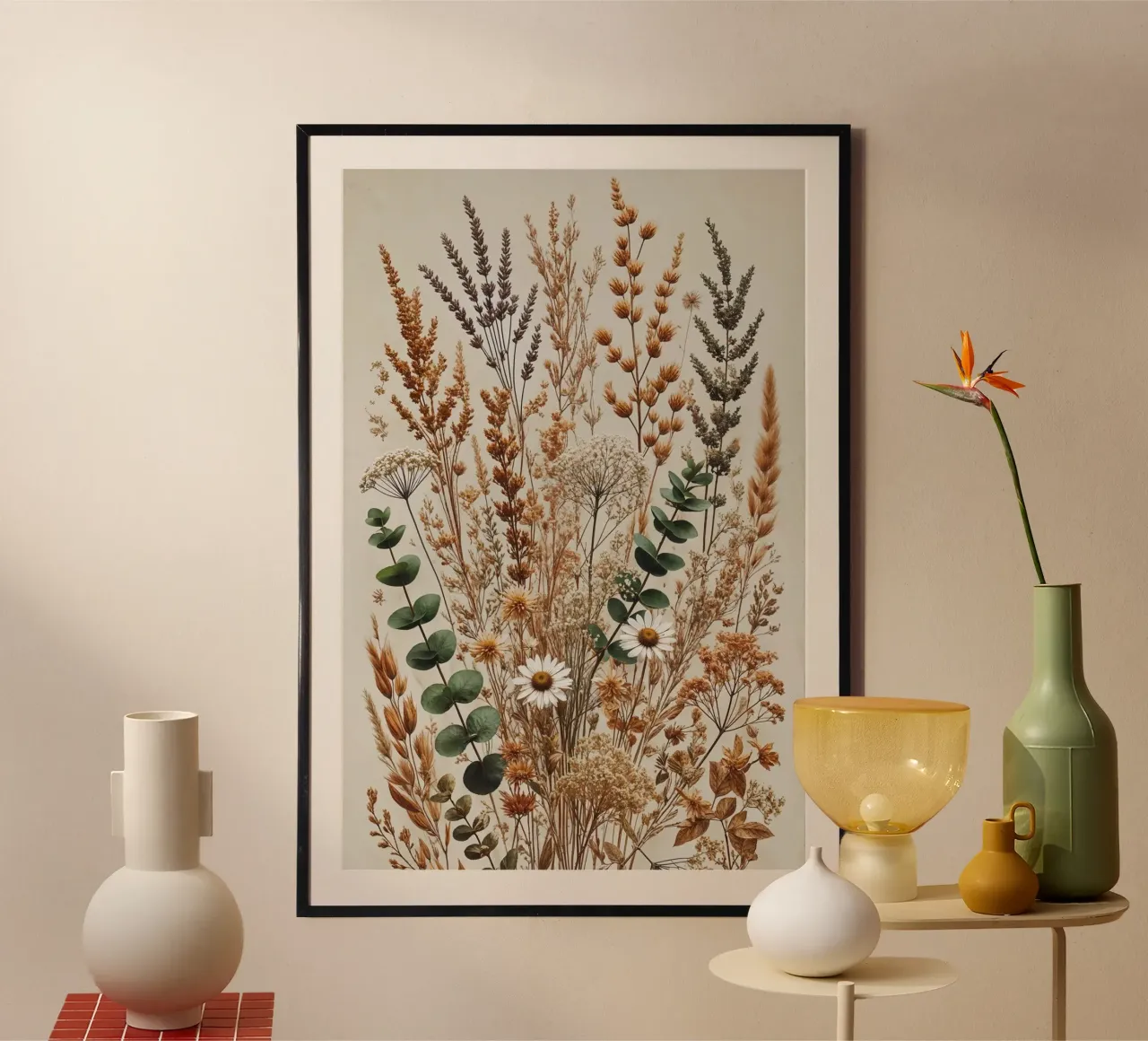 Golden Moments of Quiet Elegance poster with aluminum frame by VintageBotanics