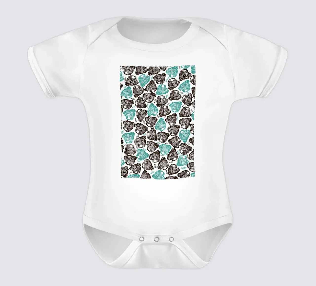 The Barking Pug body neonato maniche corte da Pom Graphic Design