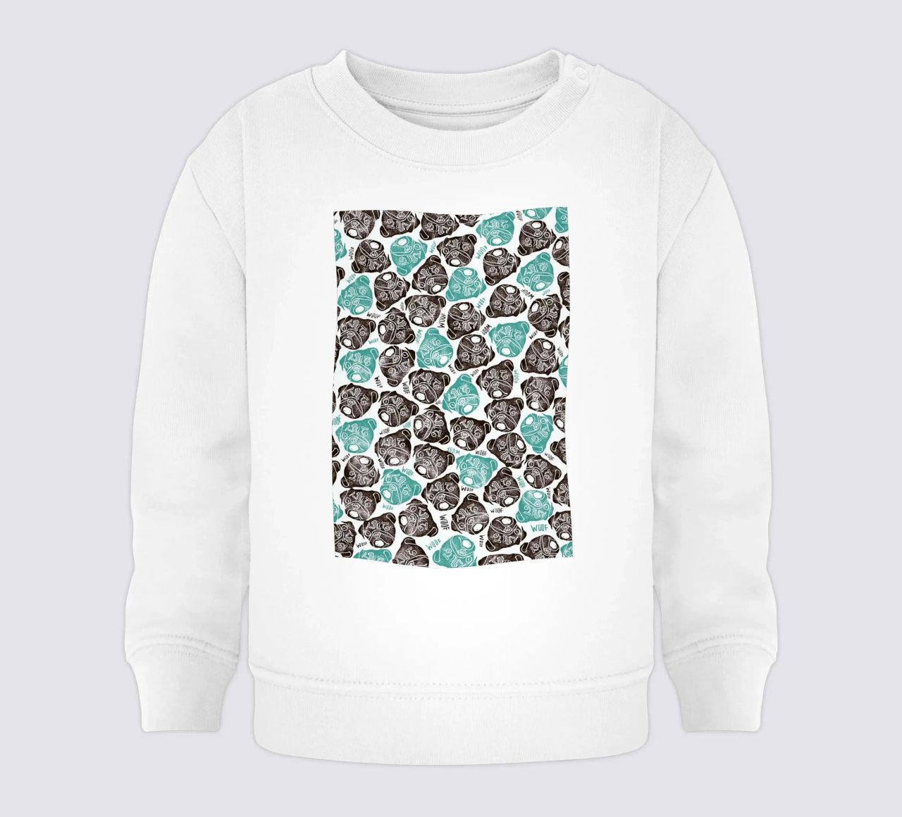 The Barking Pug felpa neonato da Pom Graphic Design
