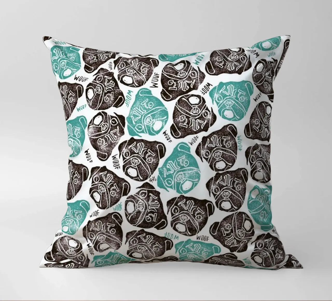 The Barking Pug cuscino da Pom Graphic Design