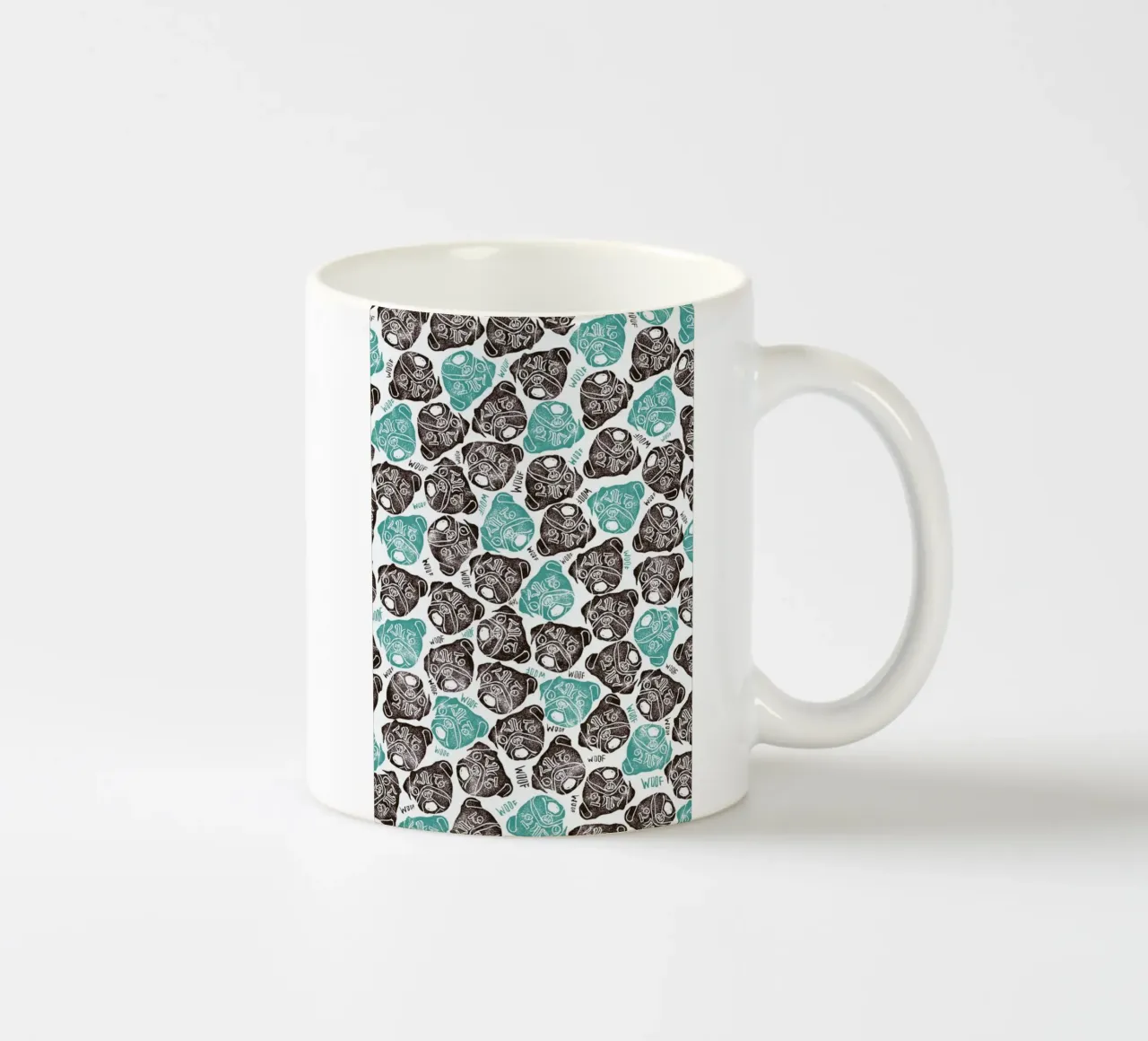 The Barking Pug Keramik Tasse von Pom Graphic Design