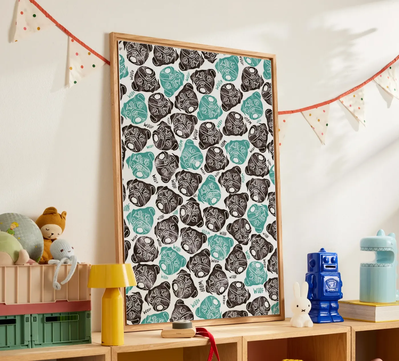 The Barking Pug acryl van Pom Graphic Design