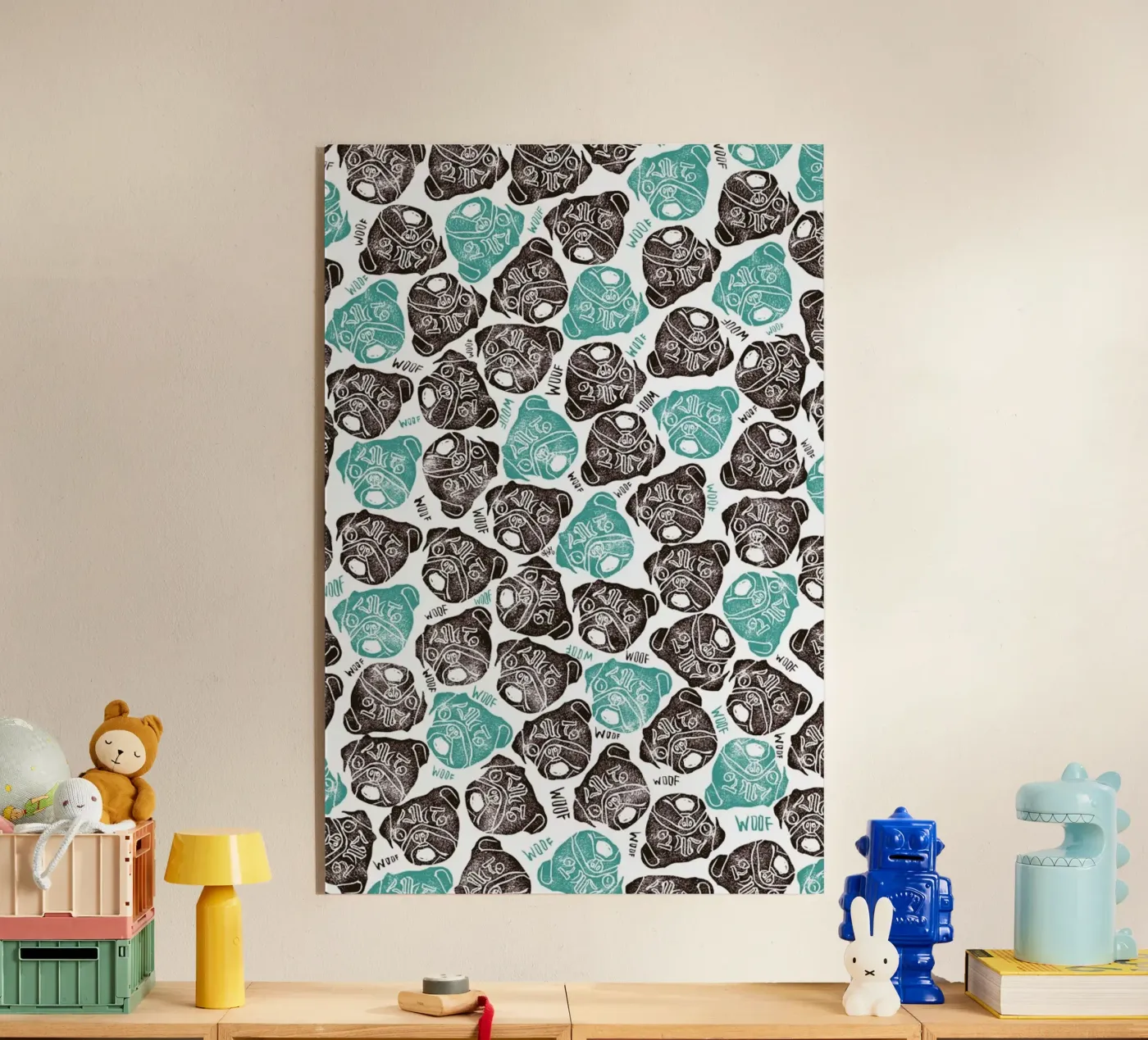 The Barking Pug acryl van Pom Graphic Design