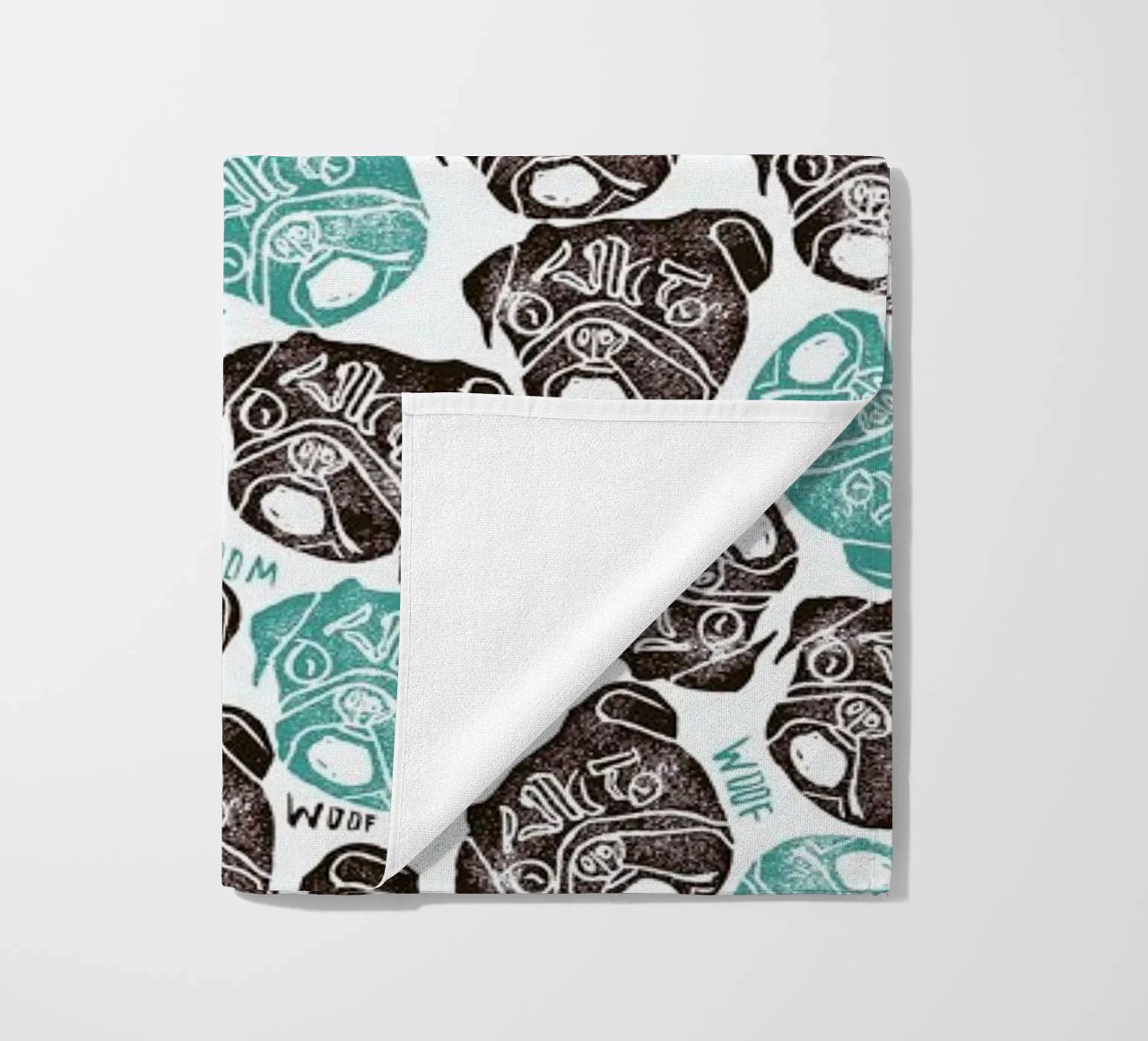 The Barking Pug telo mare da Pom Graphic Design