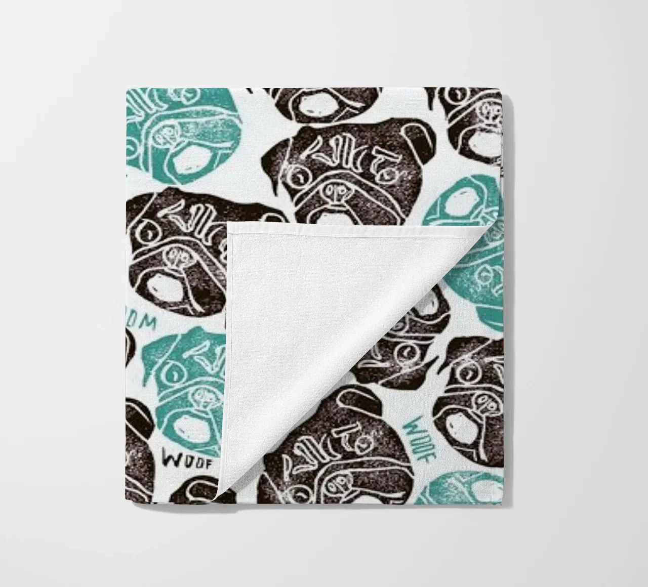 The Barking Pug telo mare da Pom Graphic Design