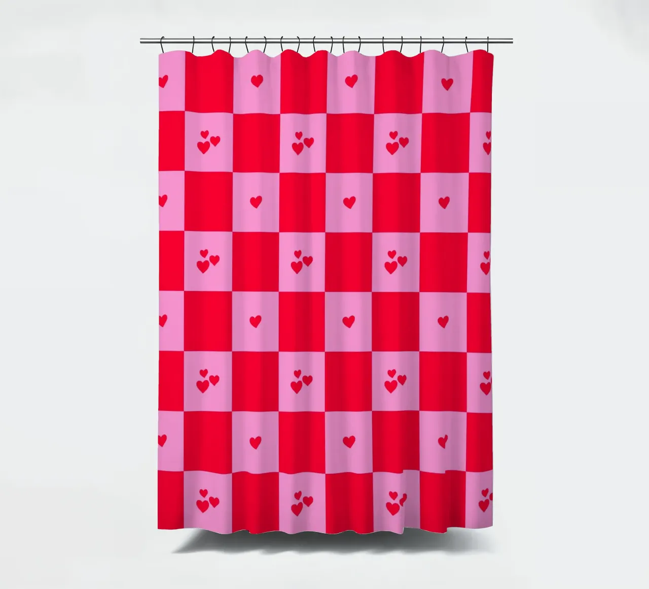 Grid heart pattern - pink and red shower curtain by Wackapacka