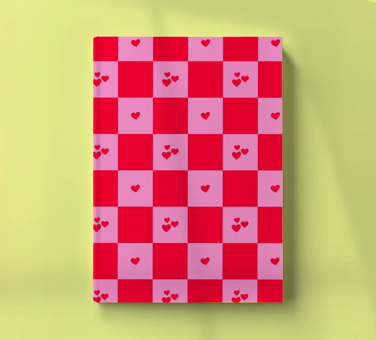 Grid heart pattern - pink and red notebook by Wackapacka