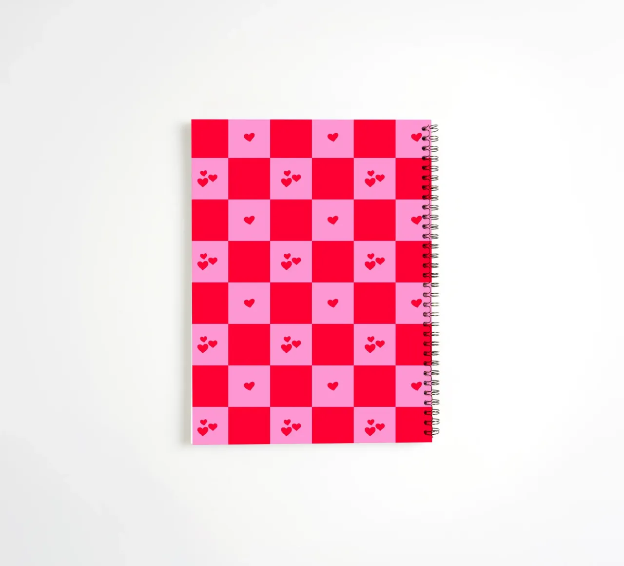 Grid heart pattern - pink and red spiral notebook by Wackapacka