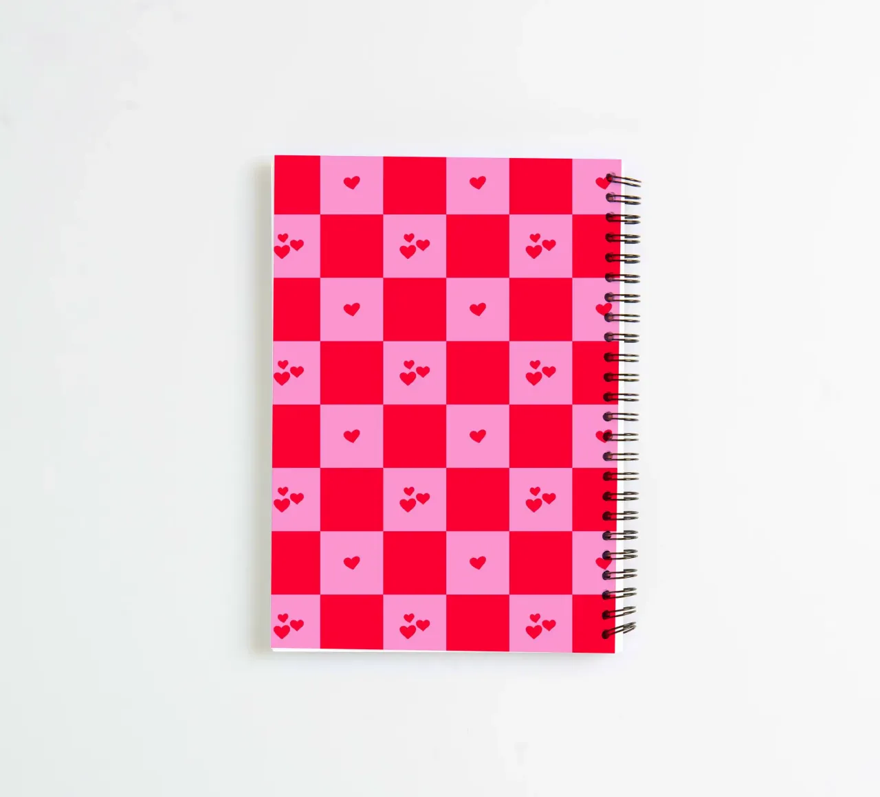 Grid heart pattern - pink and red spiral notebook by Wackapacka