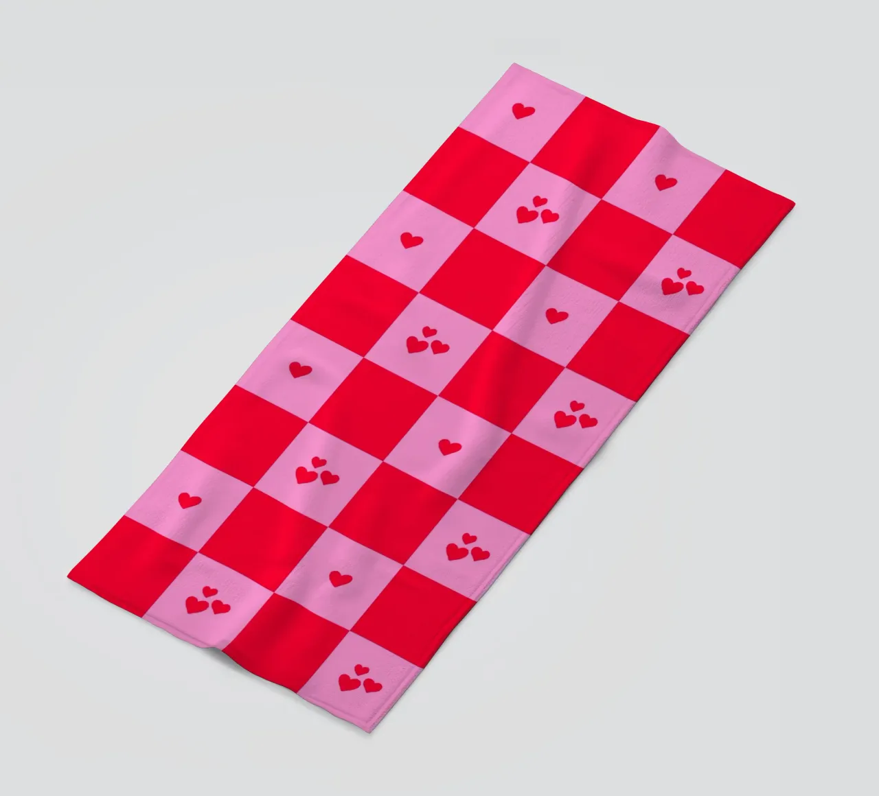 Grid heart pattern - pink and red beach towel by Wackapacka