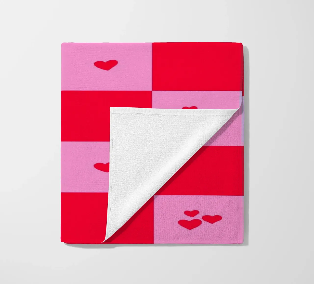 Grid heart pattern - pink and red beach towel by Wackapacka