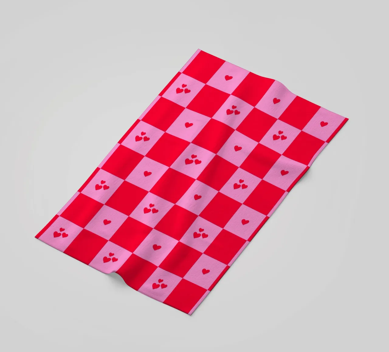 Grid heart pattern - pink and red beach towel by Wackapacka
