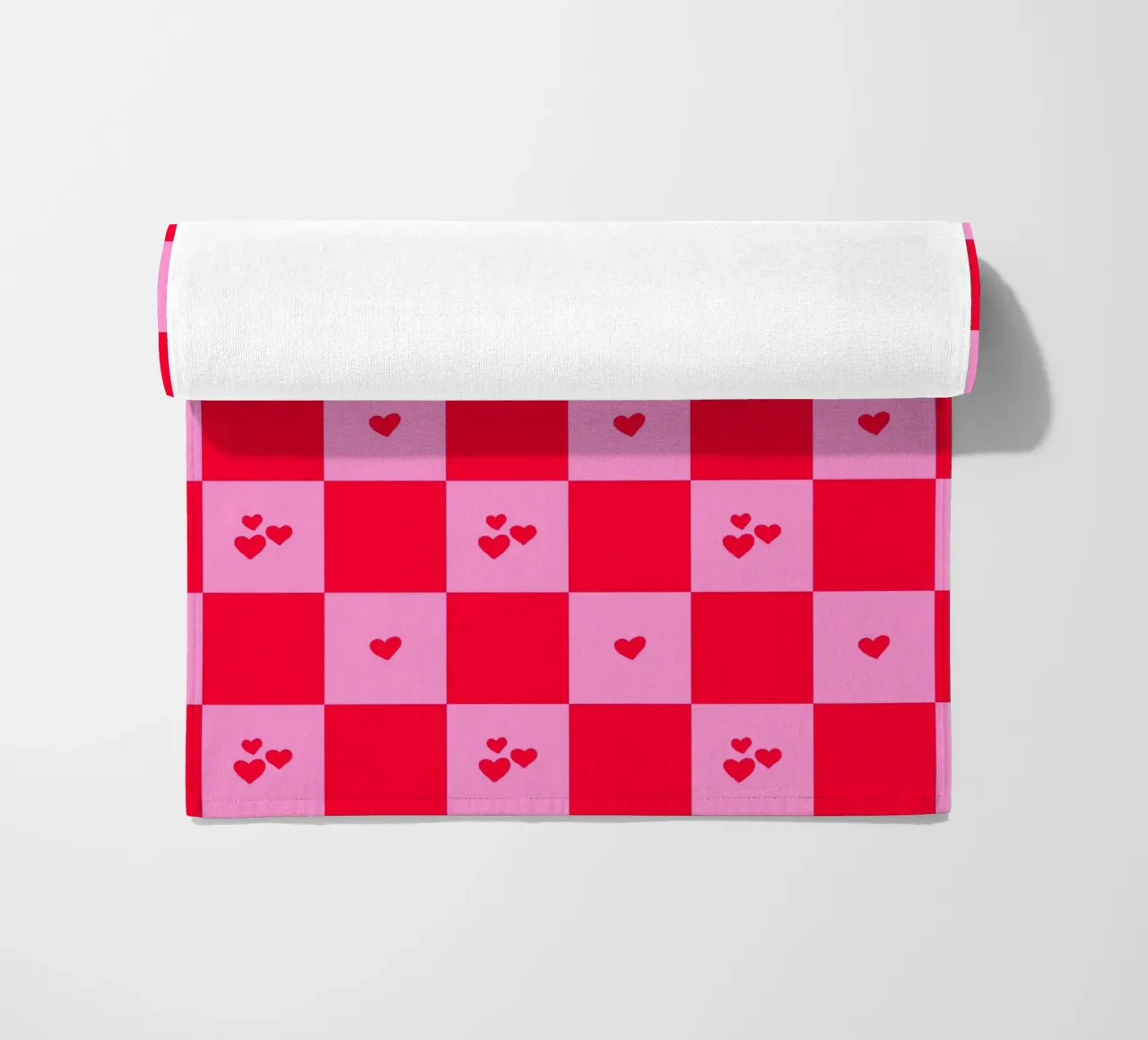 Grid heart pattern - pink and red beach towel by Wackapacka