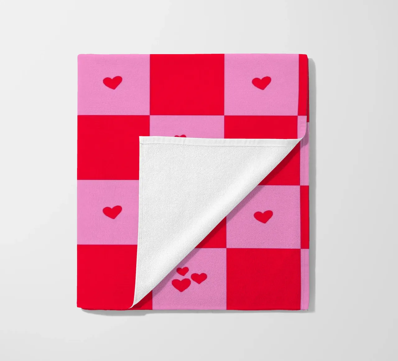 Grid heart pattern - pink and red beach towel by Wackapacka