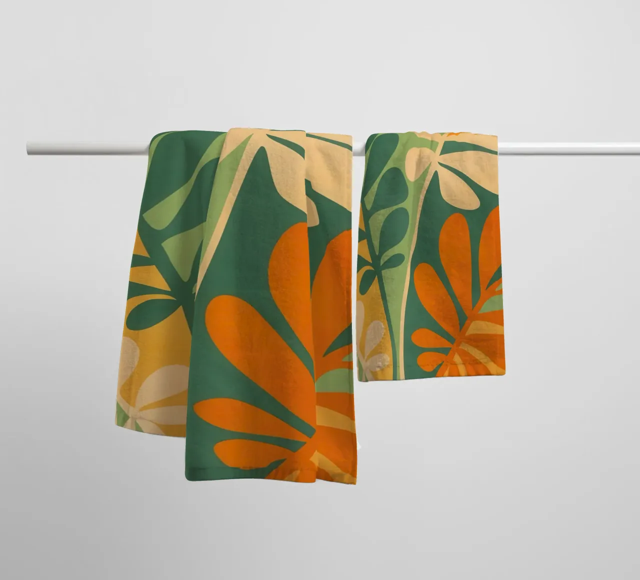 Piante boho anni '70 di tendenza in colori retrò asciugamano da bagno da Autofocus