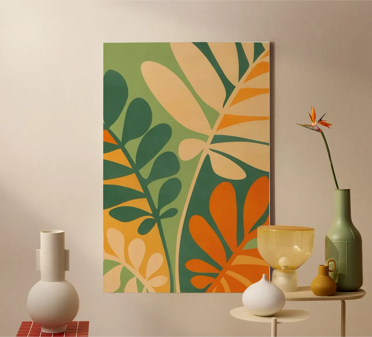 Piante boho anni '70 di tendenza in colori retrò tela da Autofocus