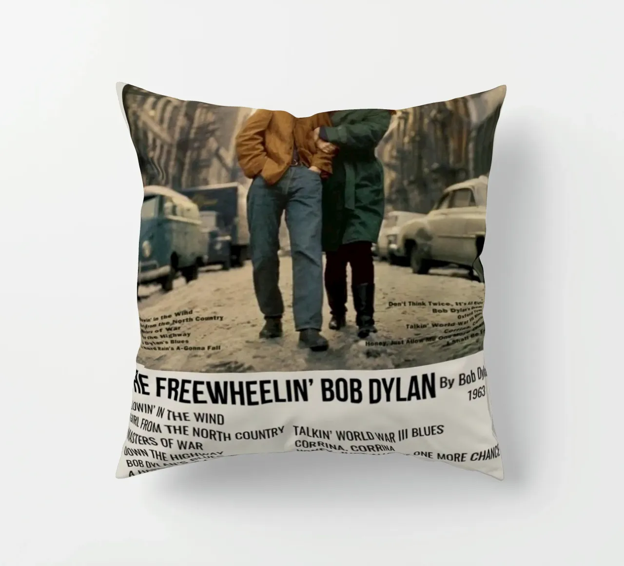 the freewheelin bob dylan decorative cushion by SoundStudio