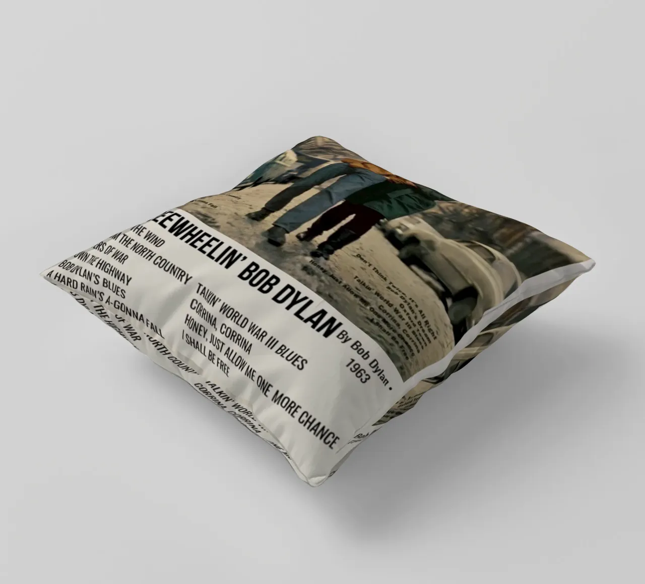 the freewheelin bob dylan decorative cushion by SoundStudio