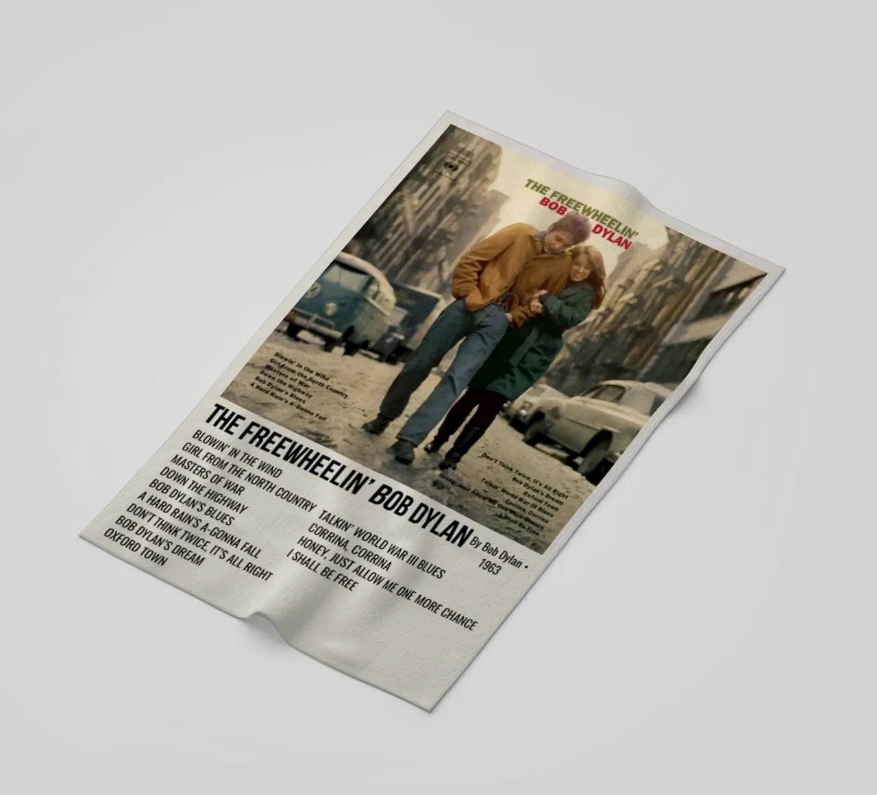 the freewheelin bob dylan beach towel by SoundStudio