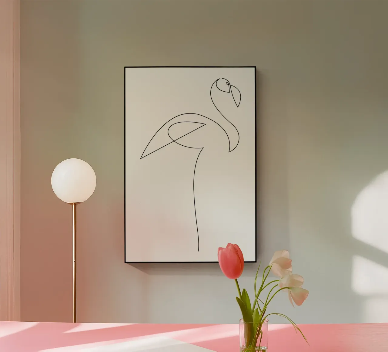 Flamingo - one line plexiglass da Addillum