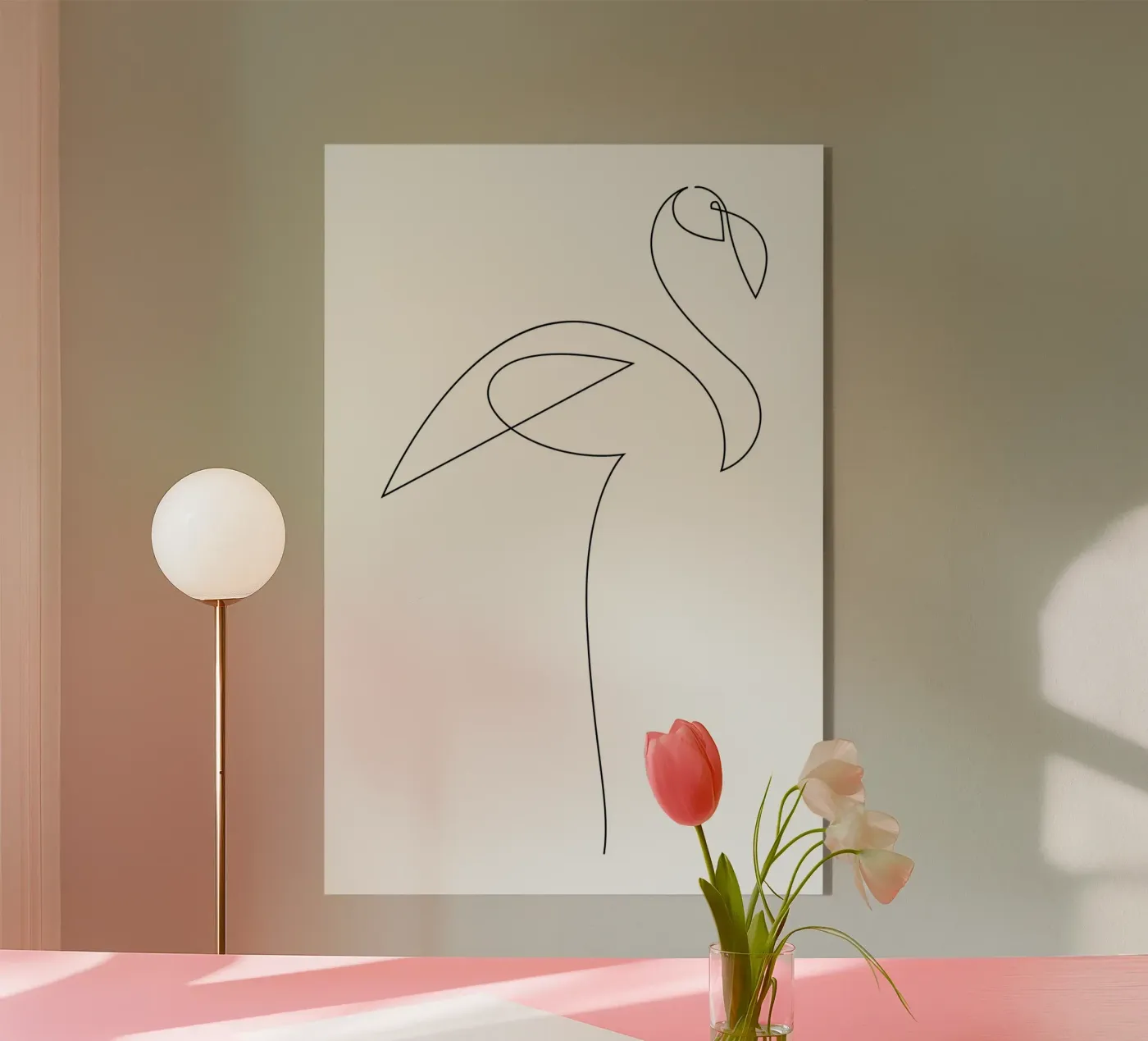 Flamingo - one line acrylic glass by Addillum