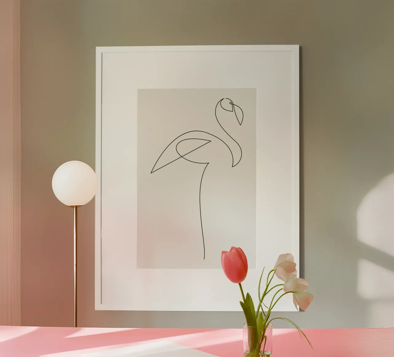 Flamingo - one line carta hahnemühle da Addillum