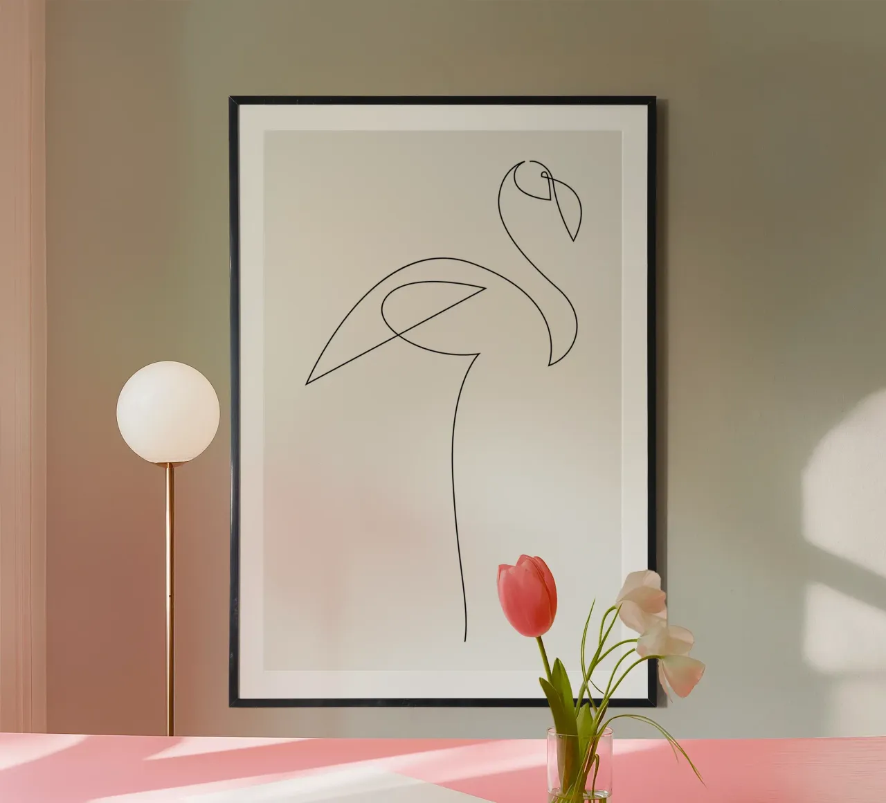 Flamingo - one line carta hahnemühle da Addillum