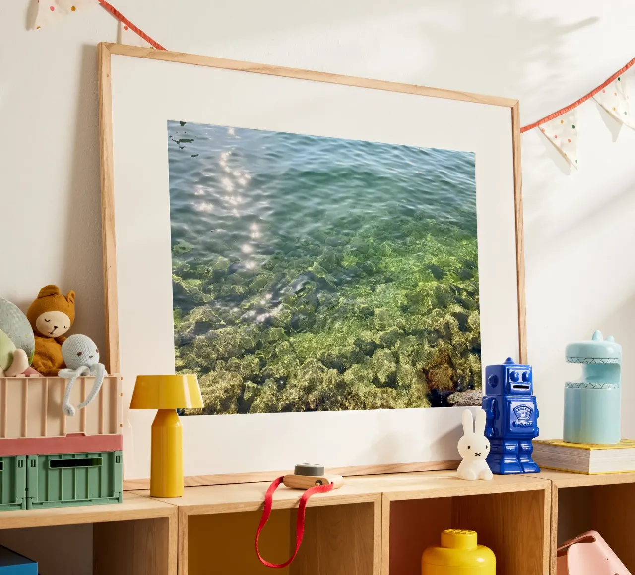 Evening atmosphere at the lake poster with plastic frame by Art Studio by Iris
