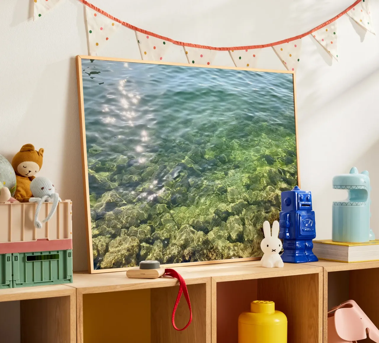 Evening atmosphere at the lake poster with plastic frame by Art Studio by Iris