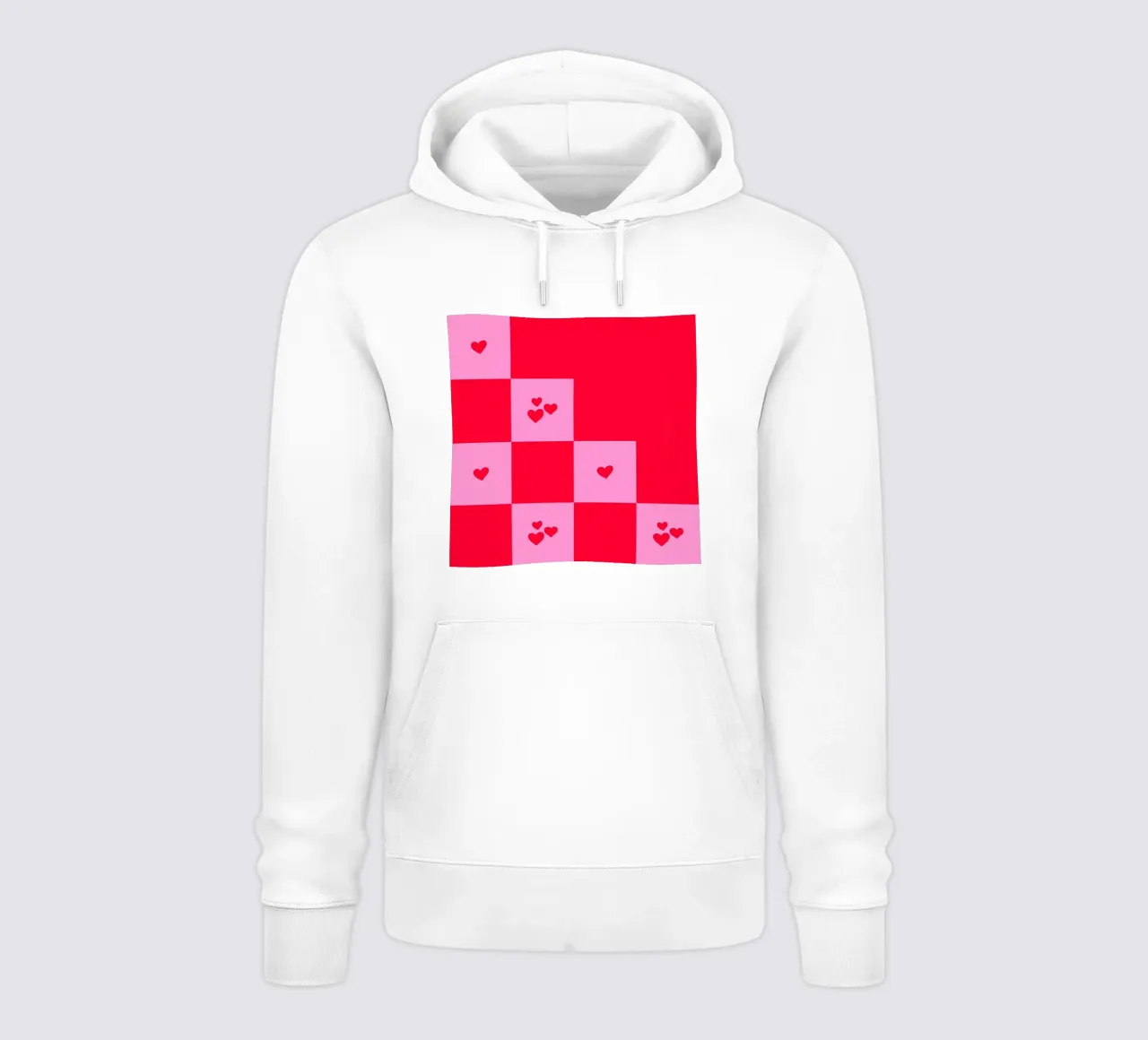 Modello di cuore a griglia spezzata - rosa e rosso felpa con cappuccio da Wackapacka