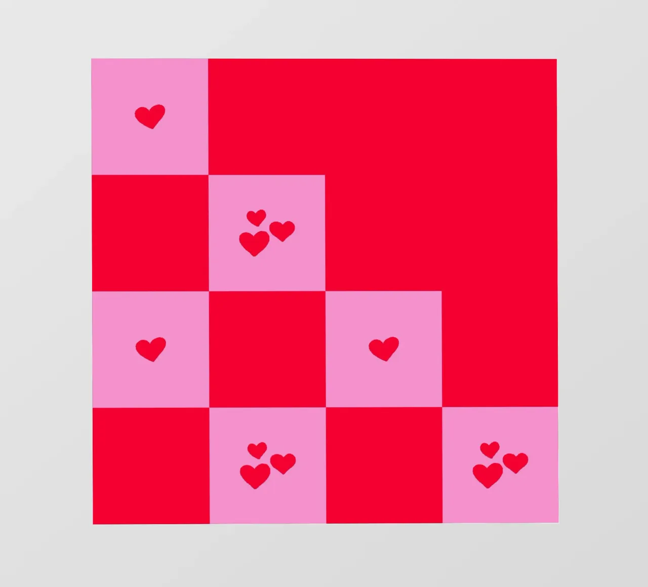 Modello di cuore a griglia spezzata - rosa e rosso pellicola backlit da Wackapacka