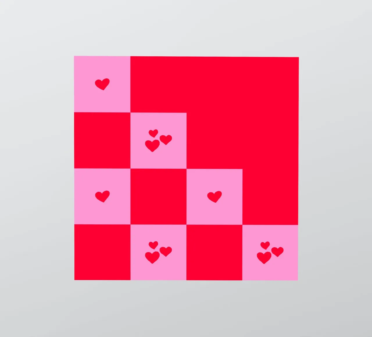 Broken Grid heart pattern - pink and red sticker by Wackapacka
