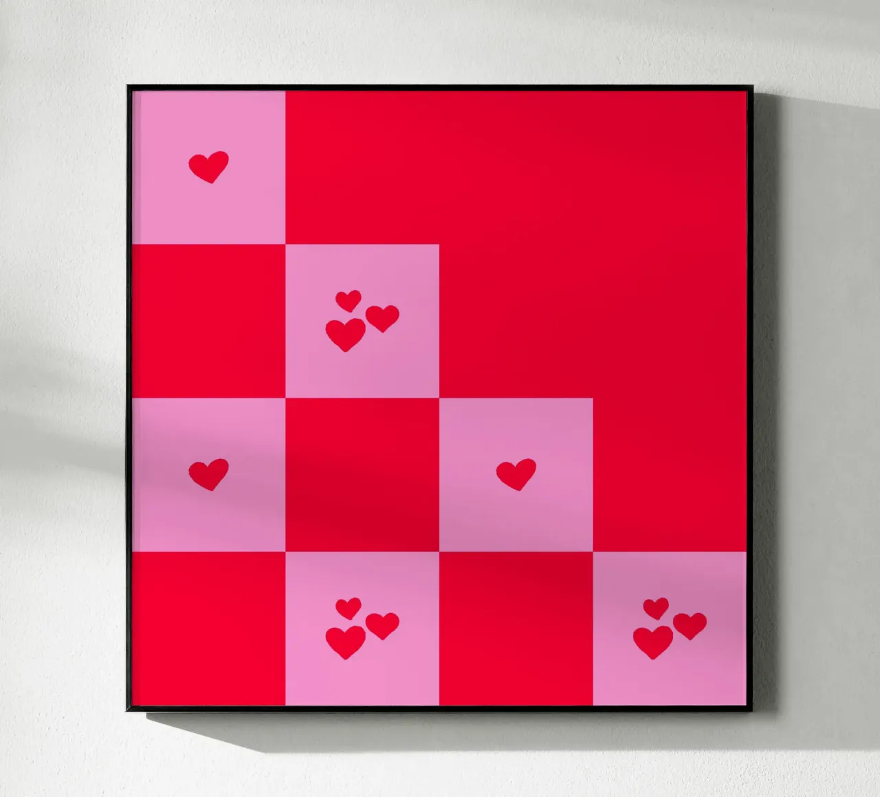 Broken Grid heart pattern - pink and red acrylic glass by Wackapacka