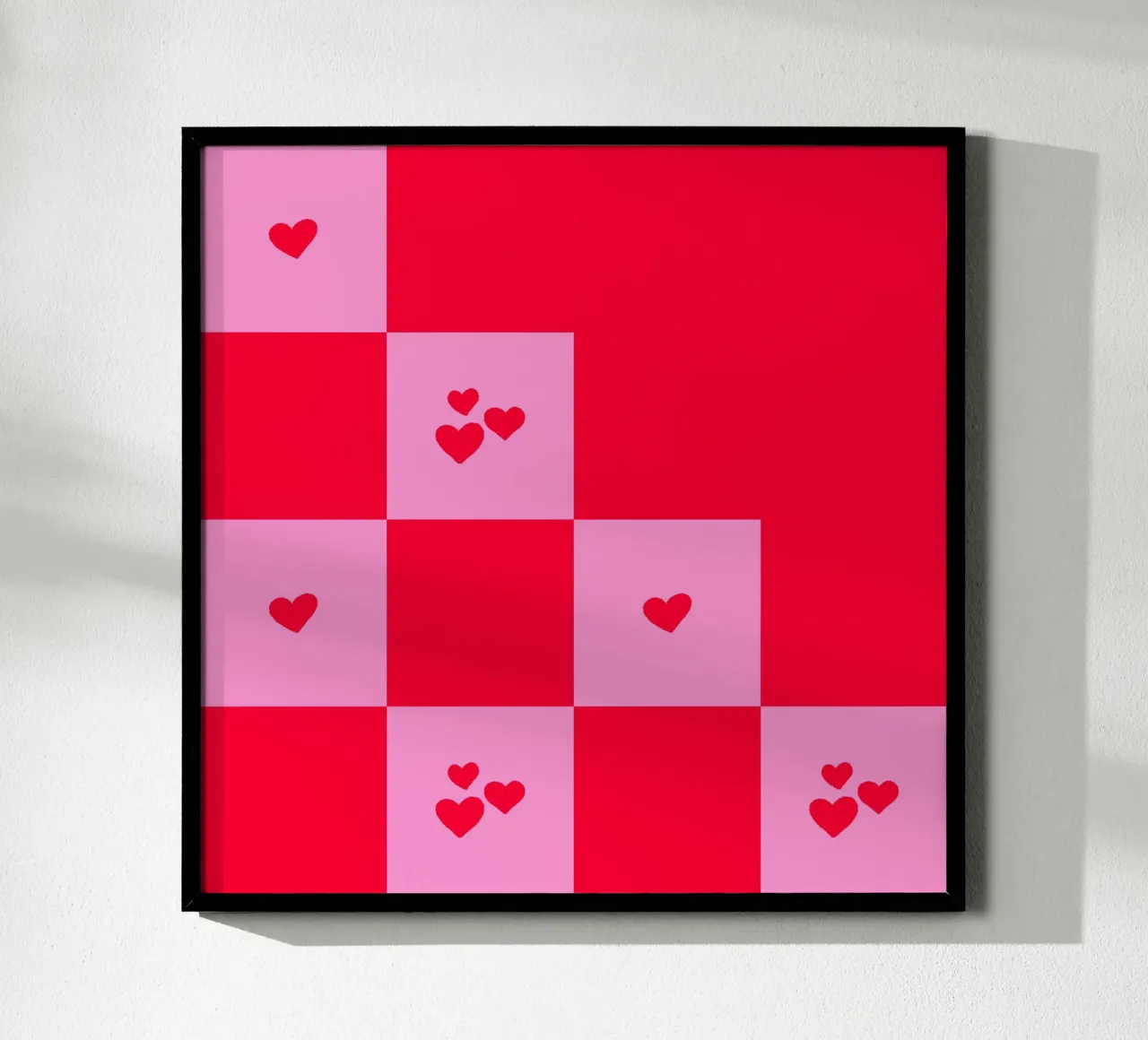 Broken Grid heart pattern - pink and red hahnemühle by Wackapacka