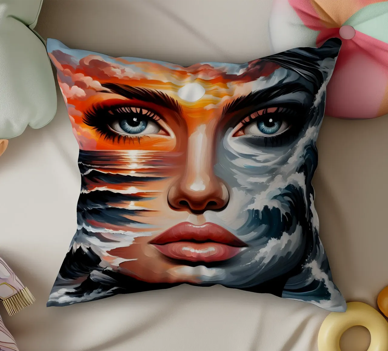 Seascape Portrait decorative cushion by ARTOMATIC