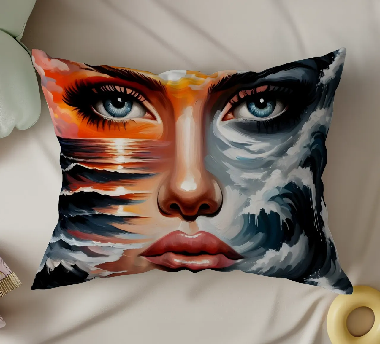 Seascape Portrait decorative cushion by ARTOMATIC
