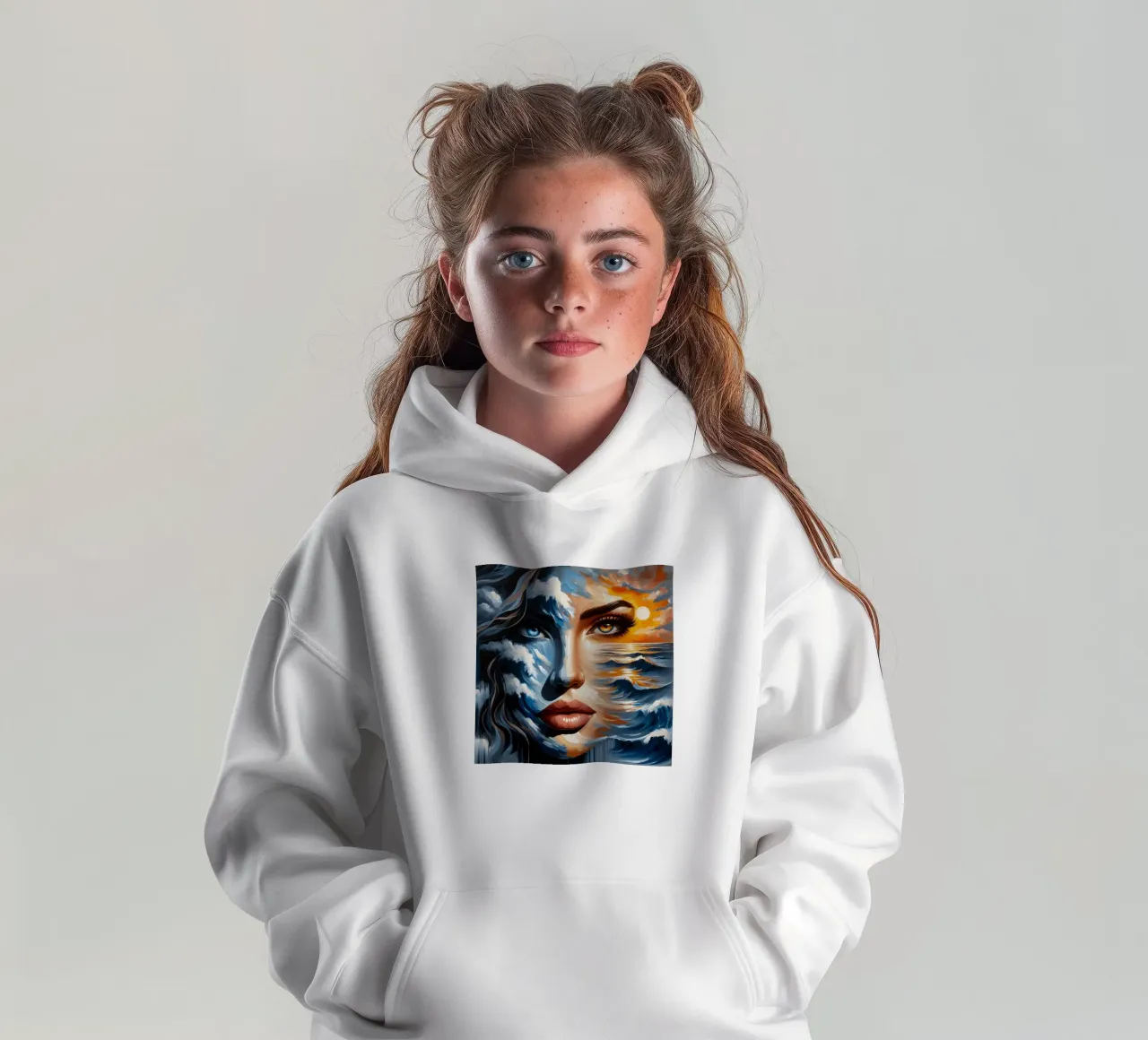 Sea And Waves Portrait kids hoodie by ARTOMATIC