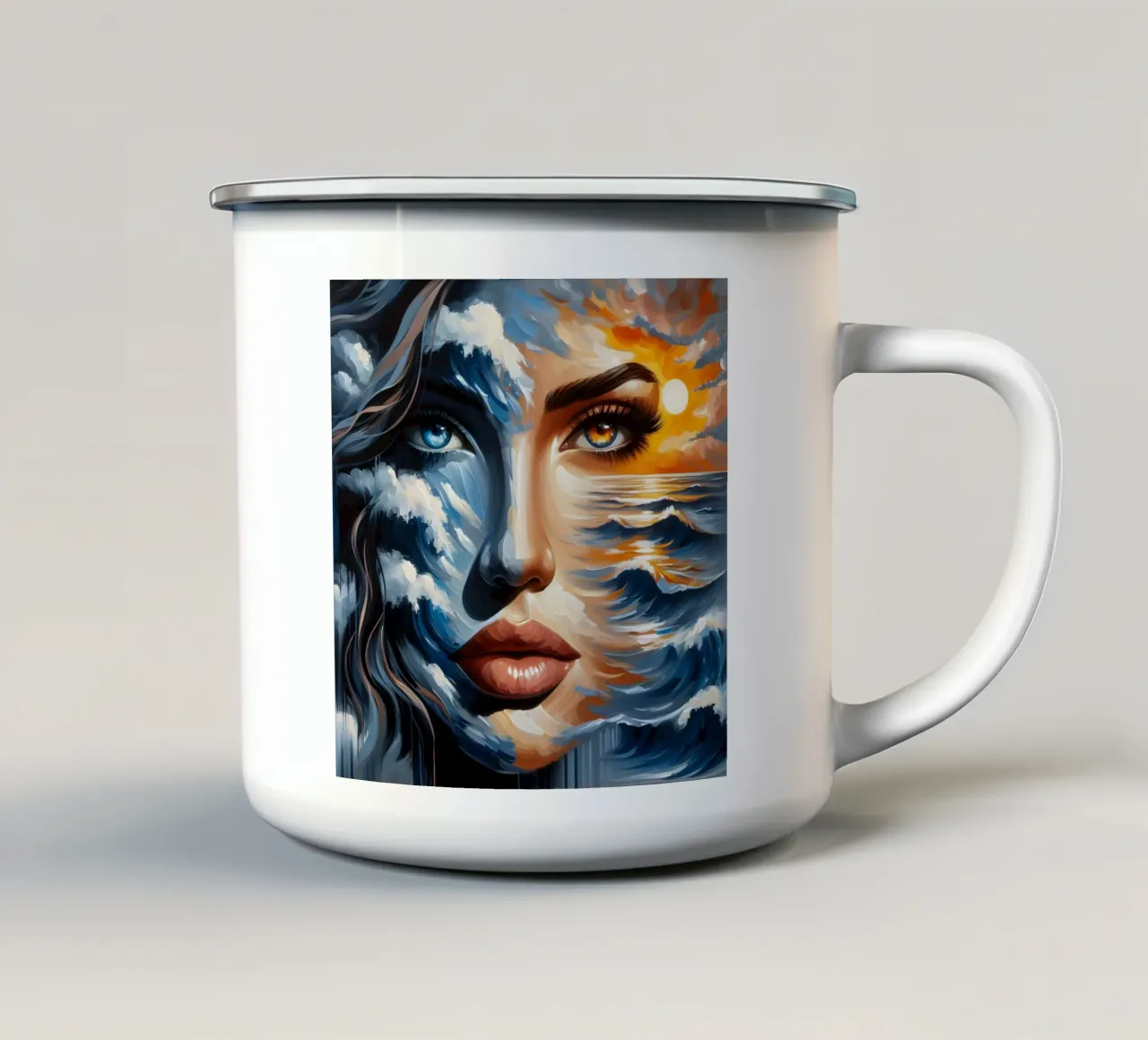 Ritratto di mare e onde tazza in smalto da ARTOMATIC