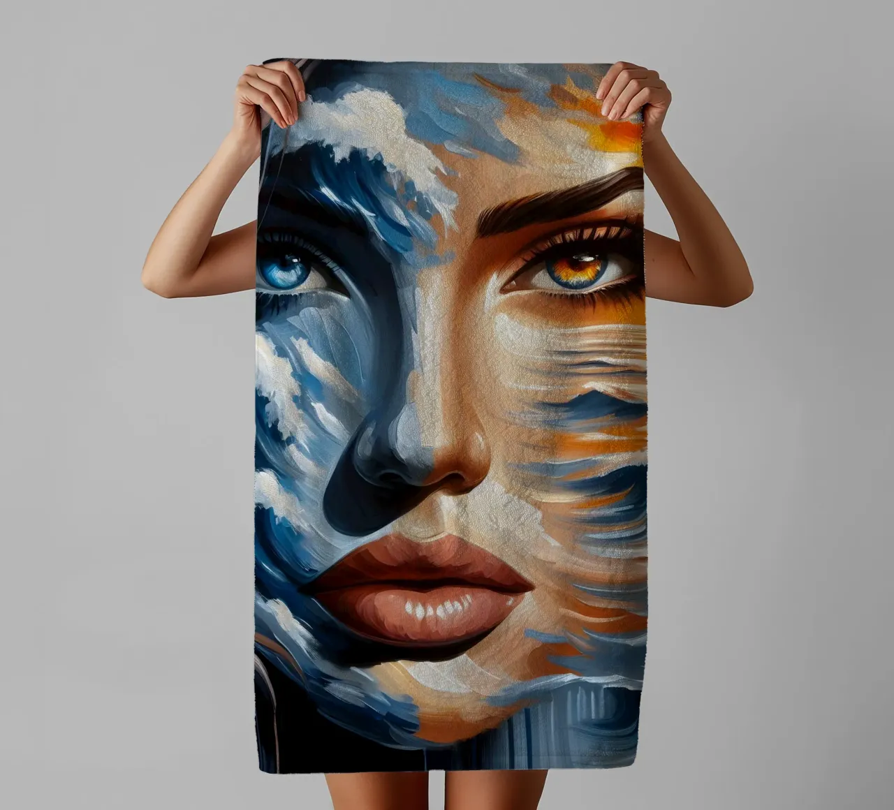 Sea And Waves Portrait towel by ARTOMATIC