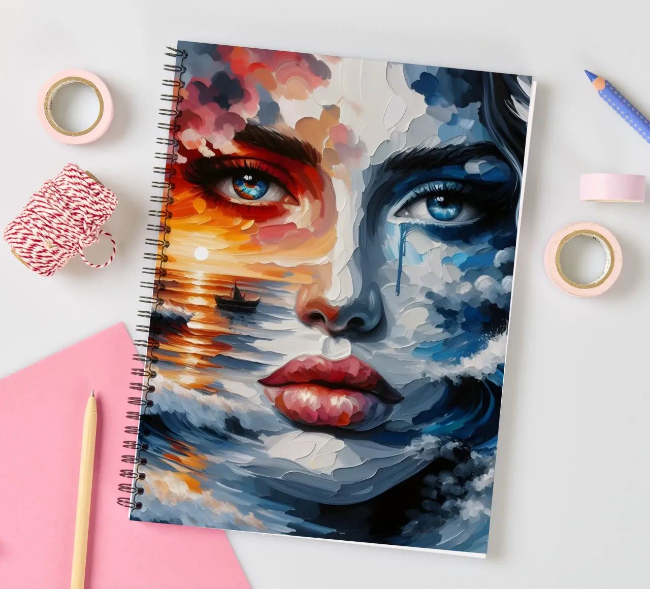 Sun, Sea And Waves Portrait spiral notebook by ARTOMATIC