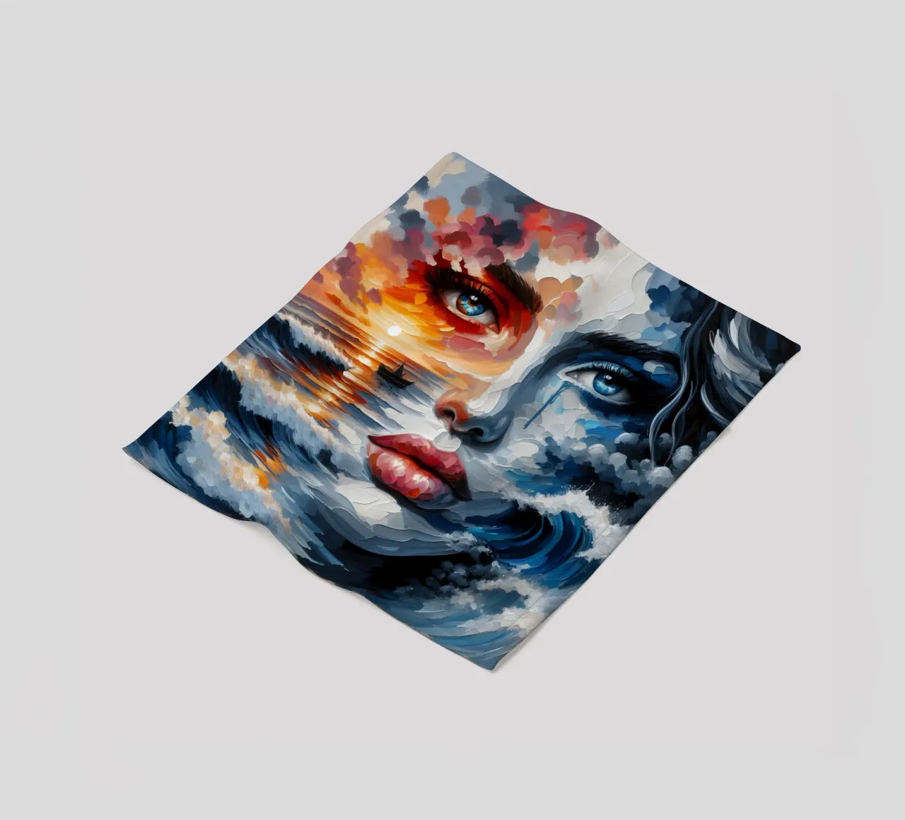 Ritratto di sole, mare e onde coperta in pile da ARTOMATIC