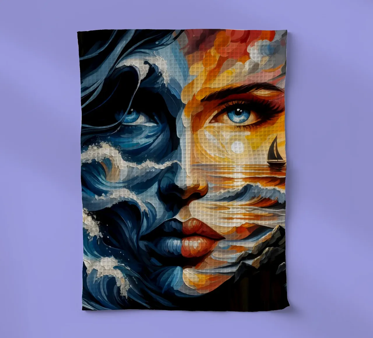 DON'T MAKE WAVES PORTRAIT tea towel by ARTOMATIC
