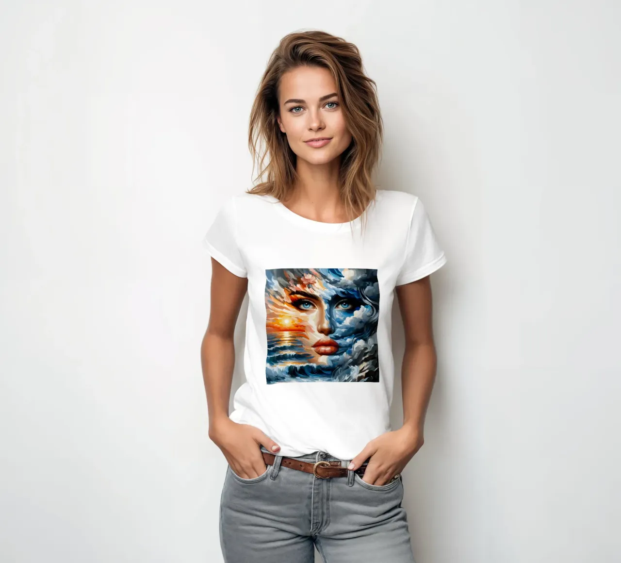 MAKE WAVES PAINTING women's fitted t-shirt by ARTOMATIC