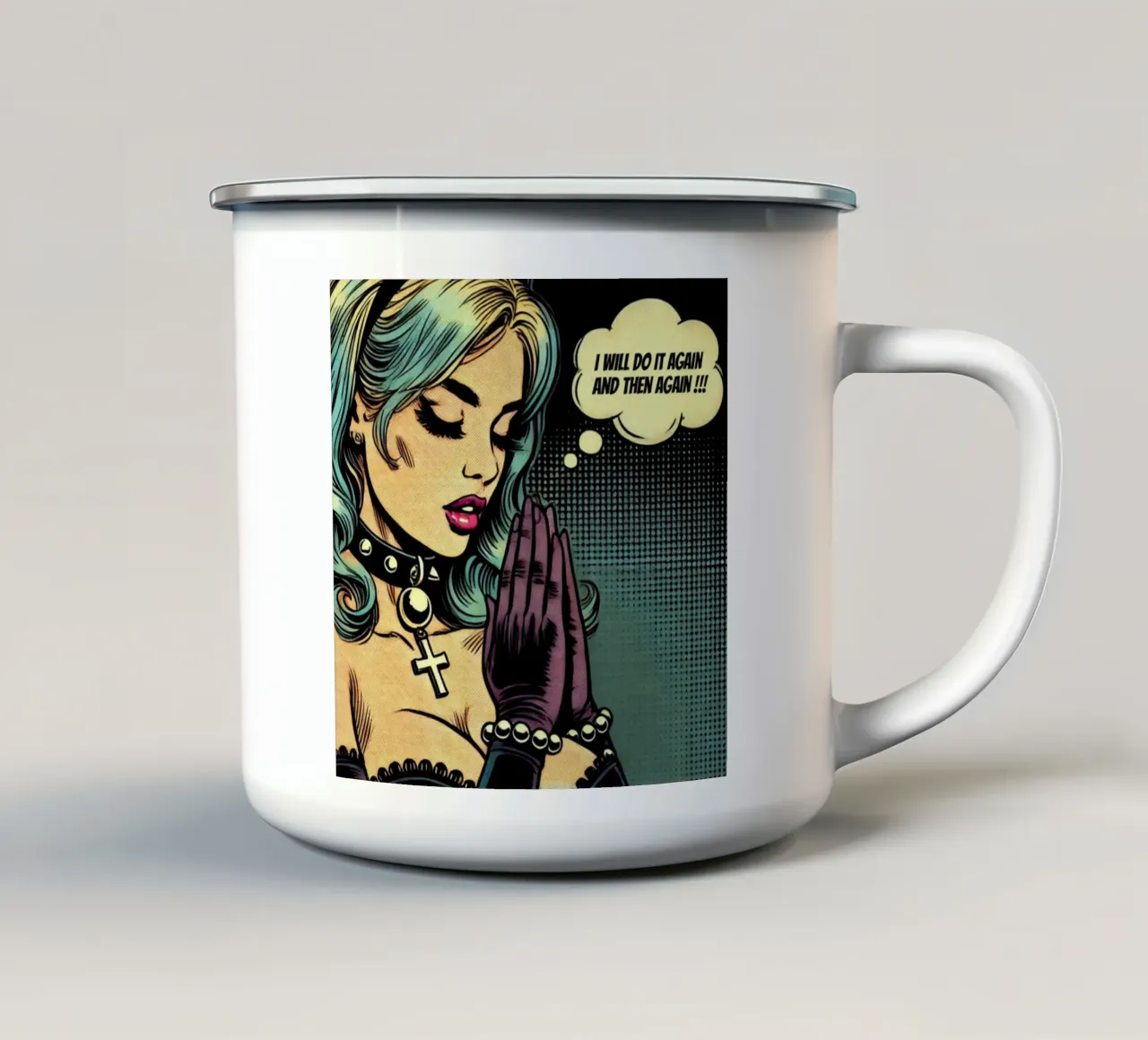 I will do it again - Vintage Poster tazza in smalto da posterprints-by-nomad